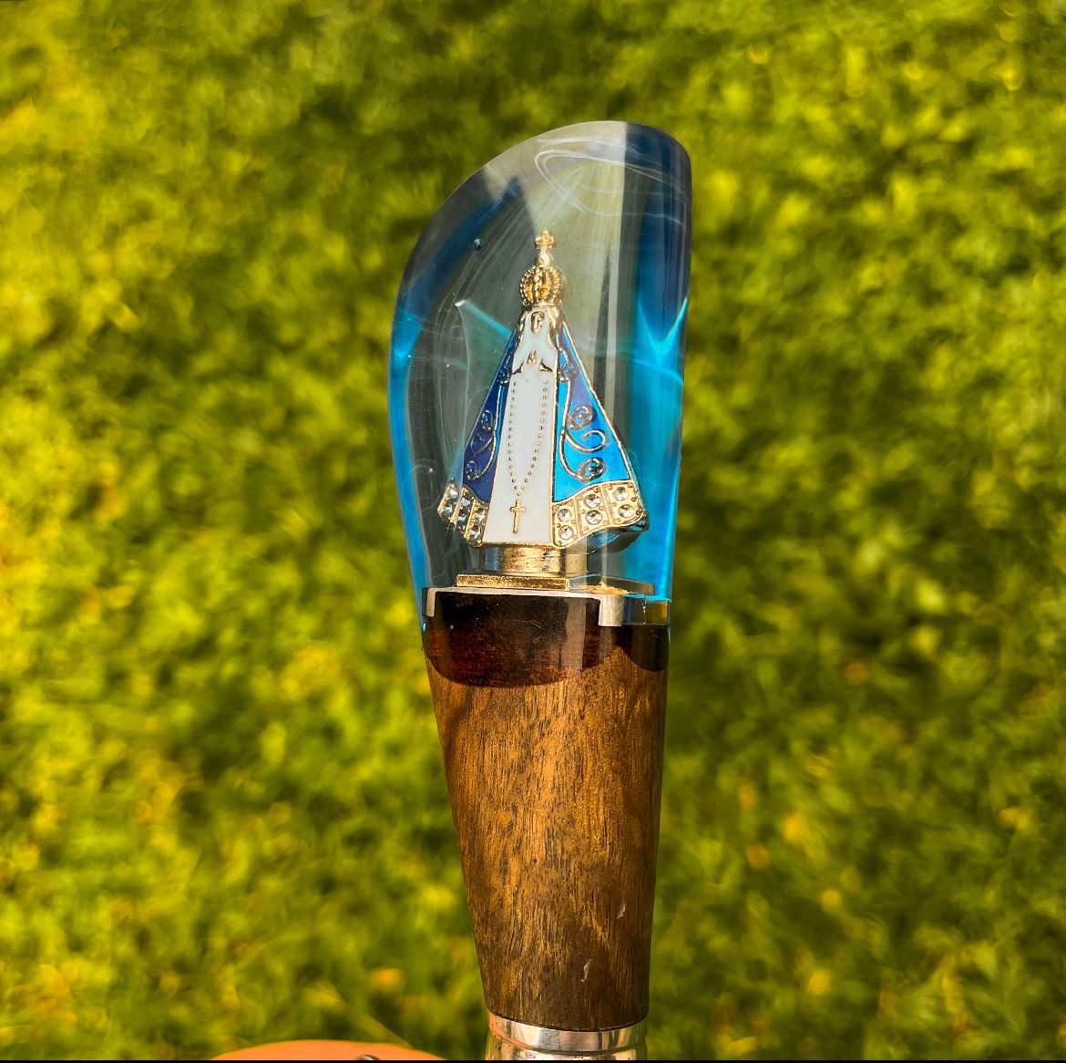 Faca Artesanal para Churrasco 10" 3mm Lâmina - Modelo A Roça Venceu com Cabo c/ pingente + Case especial em couro