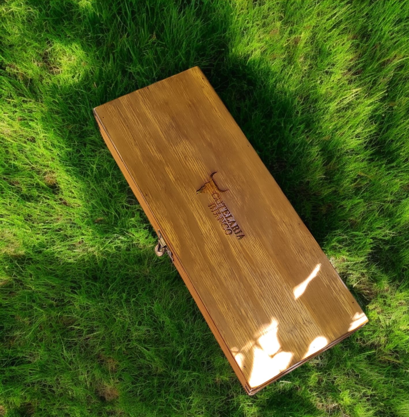 Kit de Churrasco Lâmina Filho do Mato com Cabo Pingente Touro + Chaira com Cabo Touro + caixa em madeira